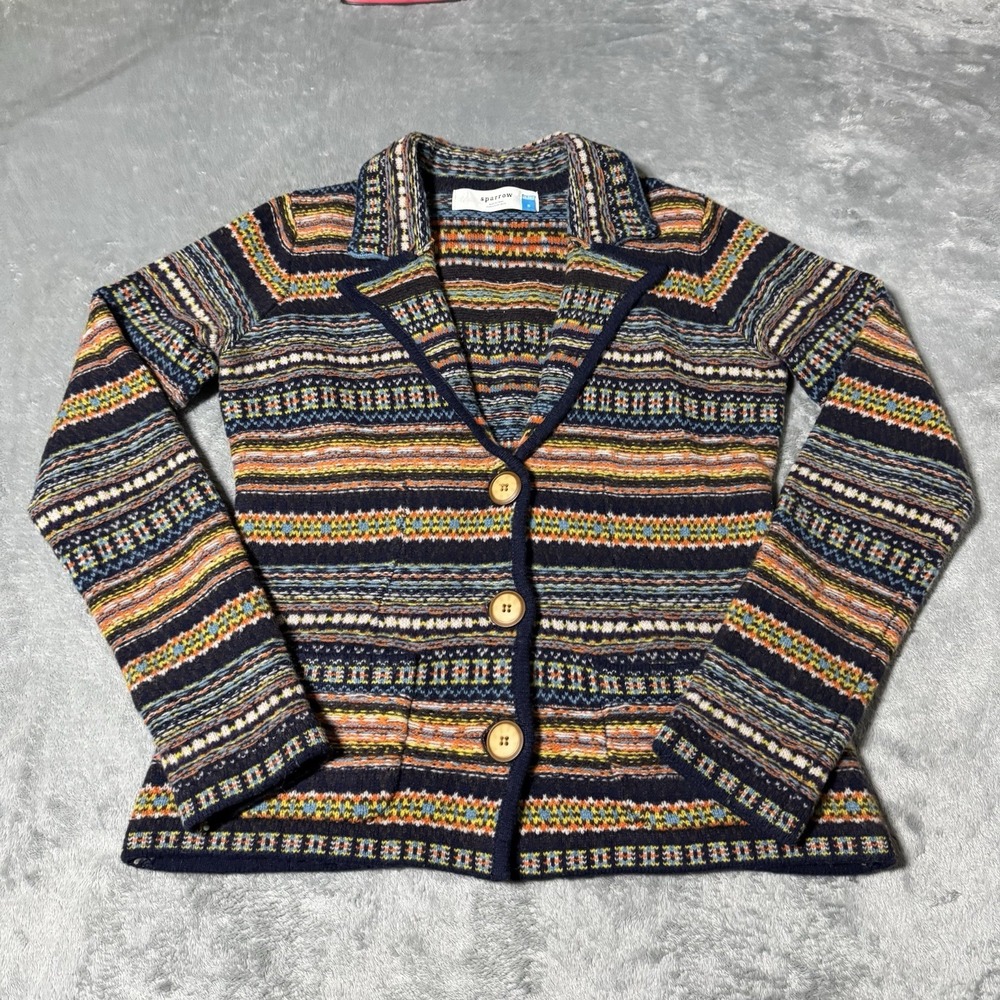 Anthropologie Sparrow 100% Lambswool Sweater Jacket Size S Indie Retro Y2K